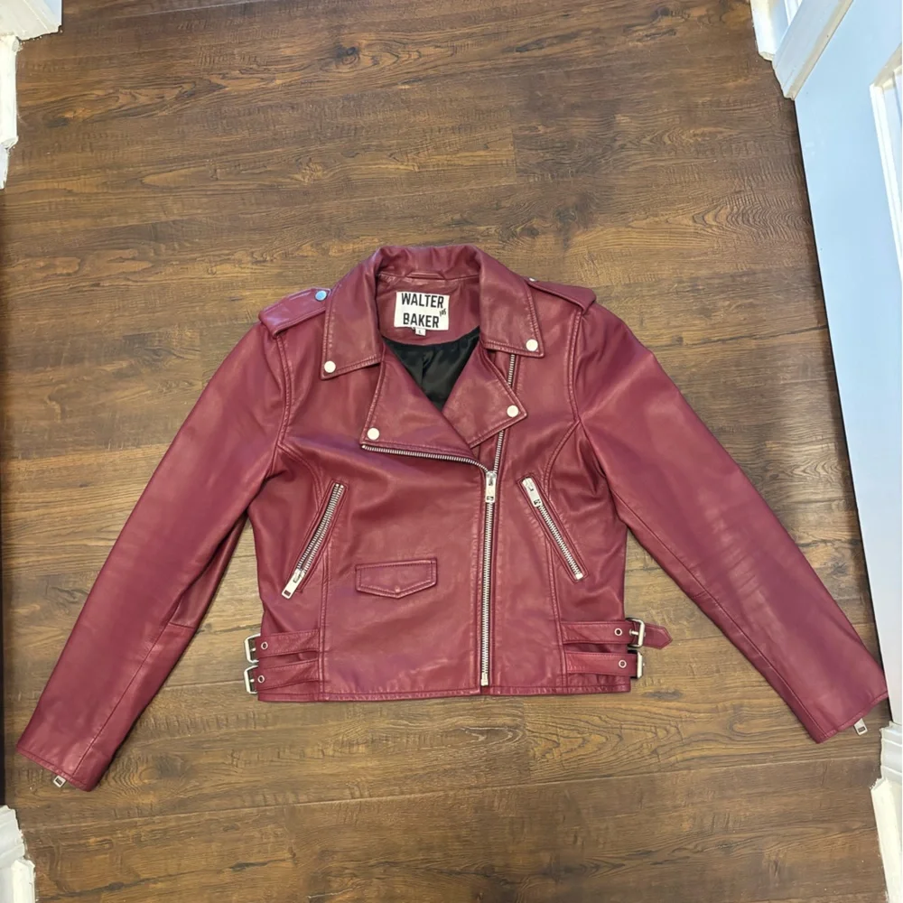 Walter Baker Lamb Leather Burgundy Jacket - Picture 2 of 11